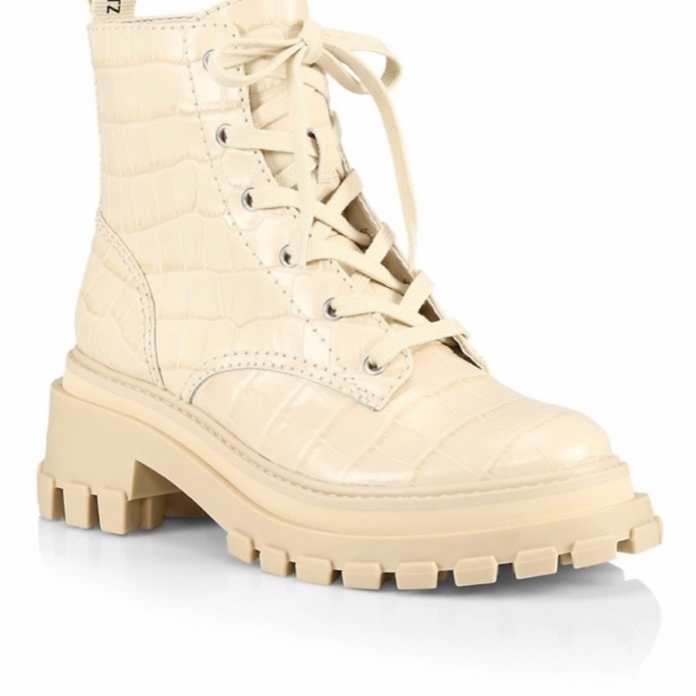 SCHUTZ lug sole Orly Croc embossed bootie